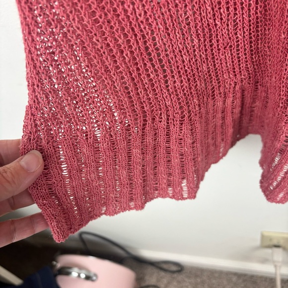 Eileen Fisher knit linen-blend sweater w/V-neck and asymmetrical hem-Woman’s S - Picture 6 of 12